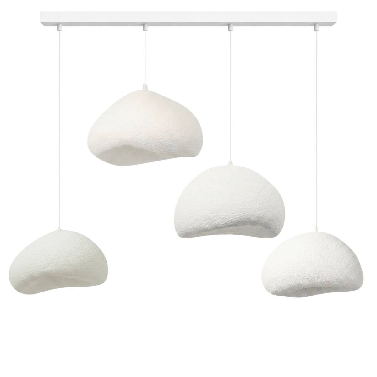 Opviq Pendelleuchte weiß Metall Fiberglas B/H/T/L: ca. 174x115x46x174 cm E27 4 Brennstellen