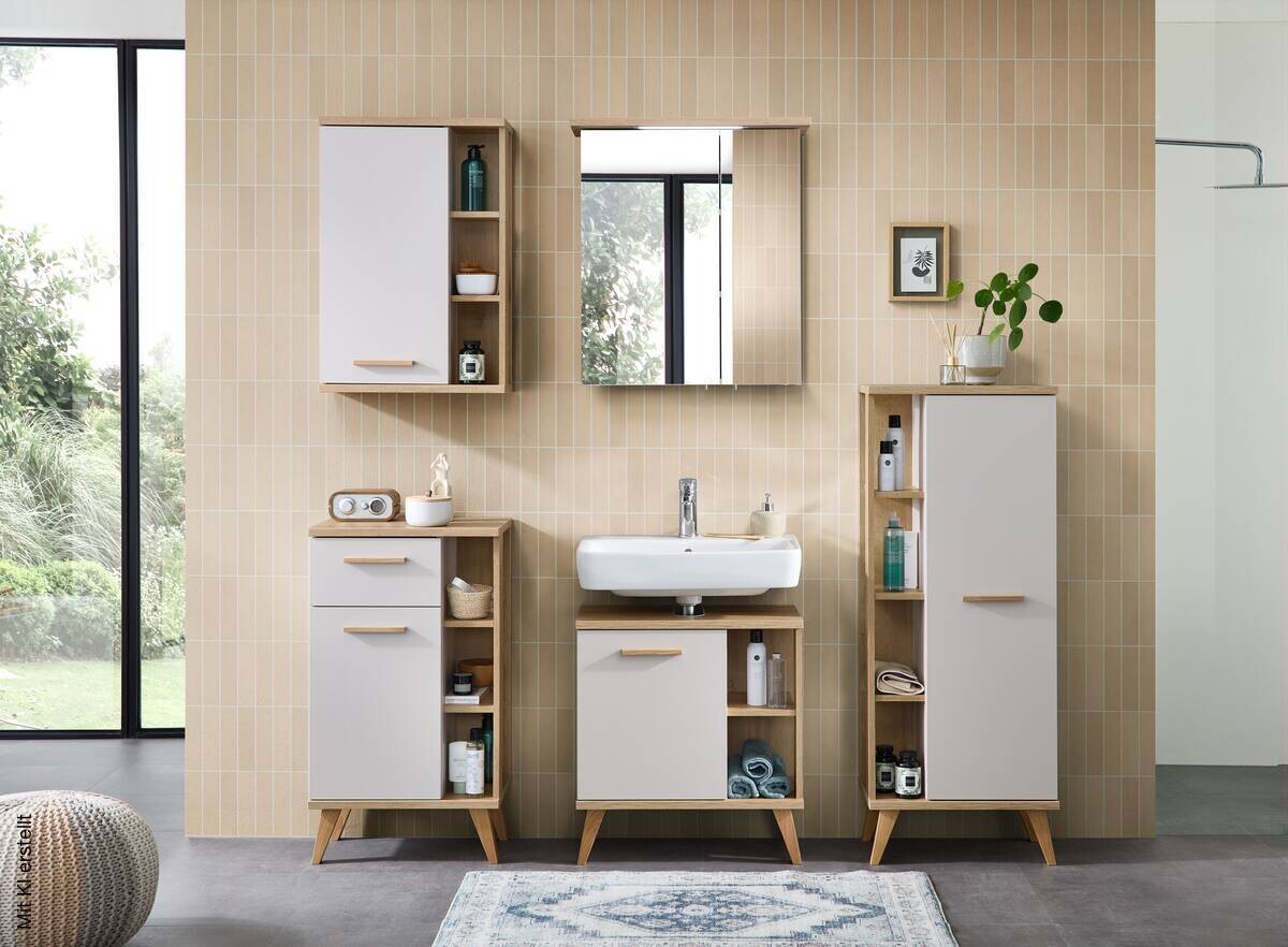 Midischrank Quickset 966 Rivera Eiche Nachbildung creme B/H/T: ca. 51x128x33 cm