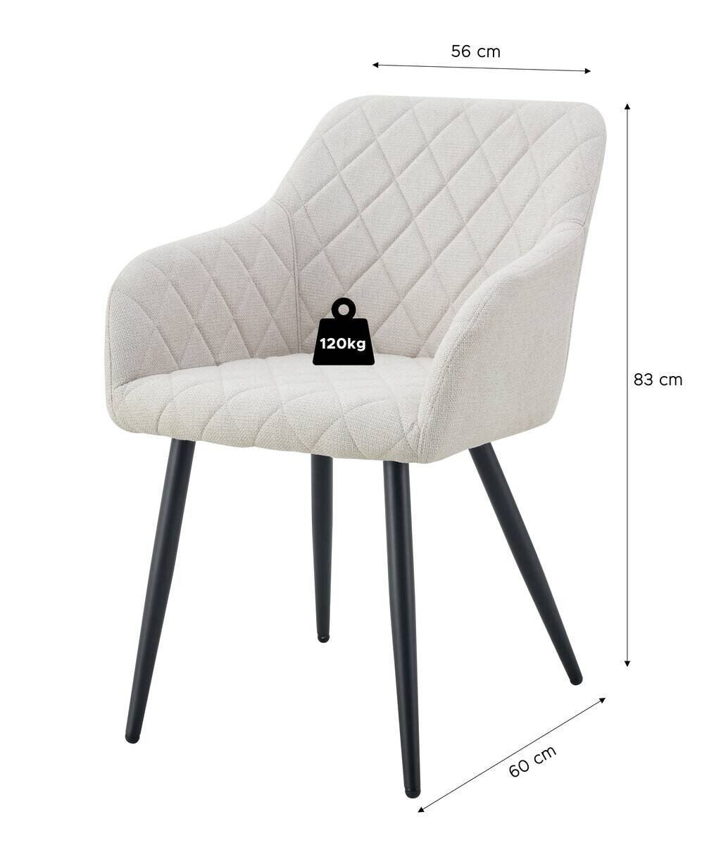 Stuhl LEA, 2er Set creme Webstoff B/H/T: ca. 56x83x60 cm