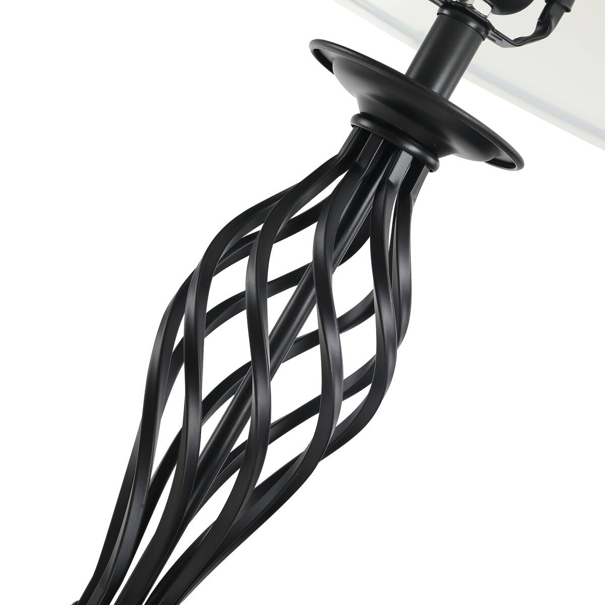 HOMCOM Stehlampe inkl. 2 Tischleuchten B31-179 schwarz weiß Metall Polyester-Mischgewebe Stoff B/H/L: ca. 38x158x38 cm E27 3 Brennstellen