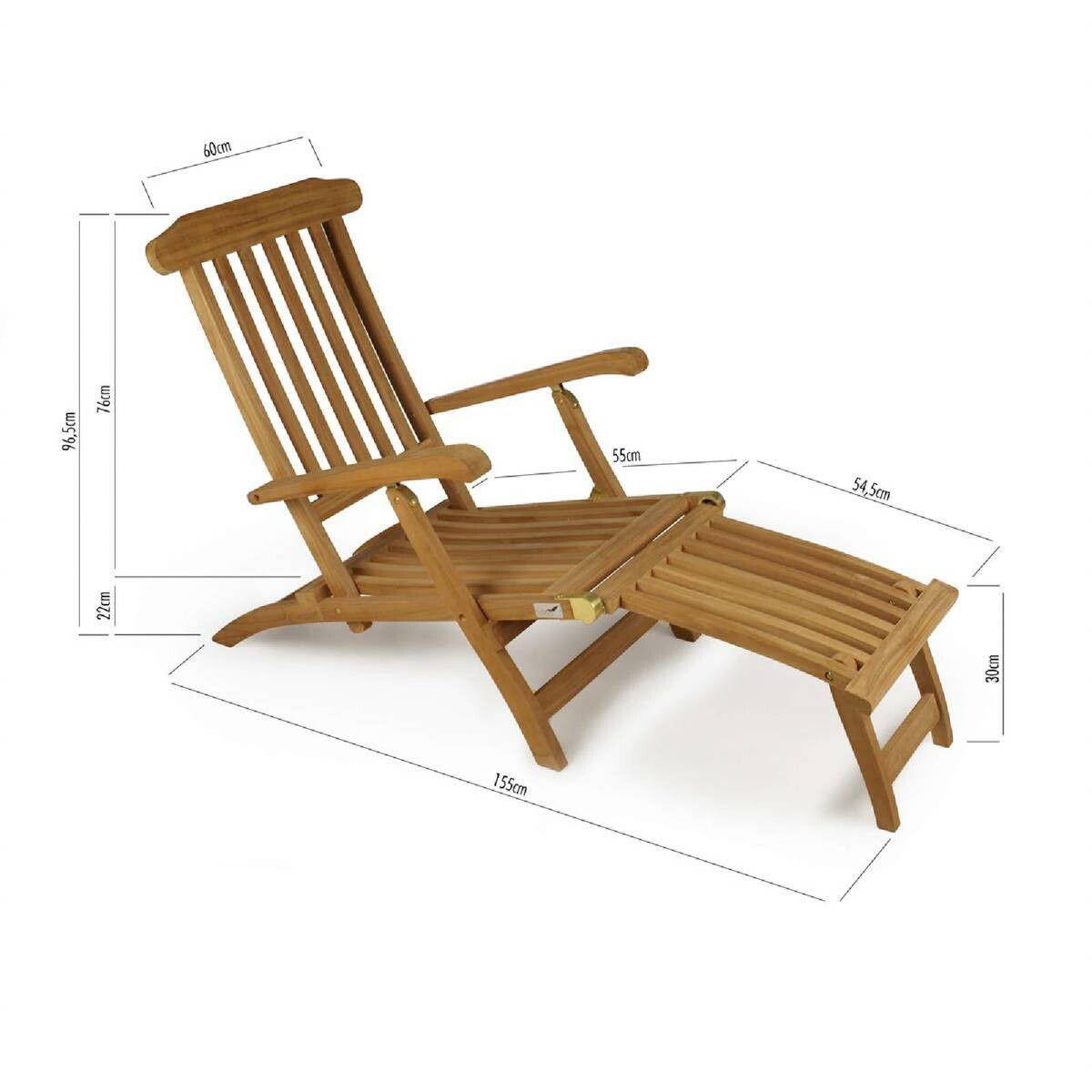 VCM Gartenliege Florentine braun Holz B/H/L: ca. 60x90x160 cm