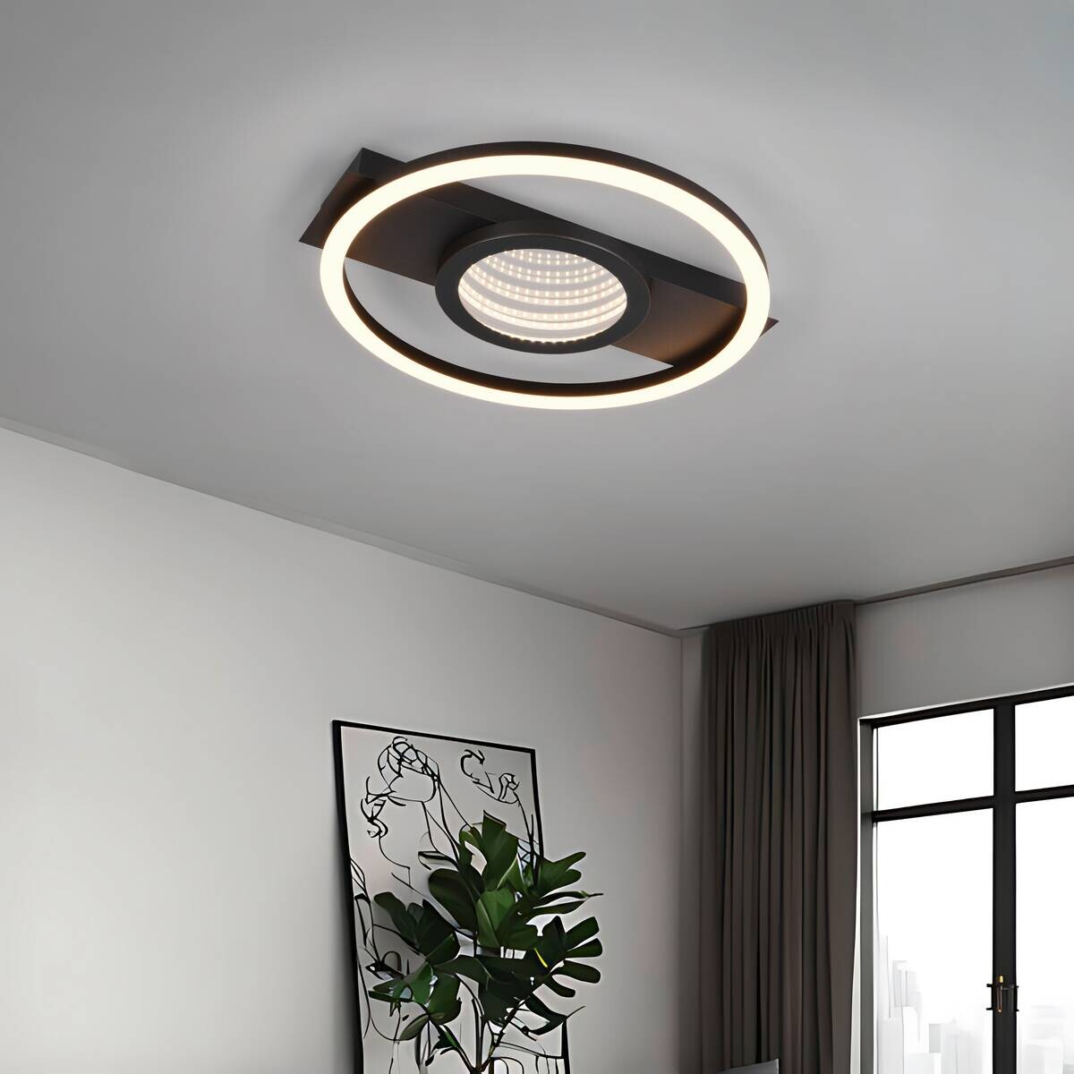 Reality LED-Deckenleuchte mattschwarz Metall B/H/D: ca. 35x5x33 cm
