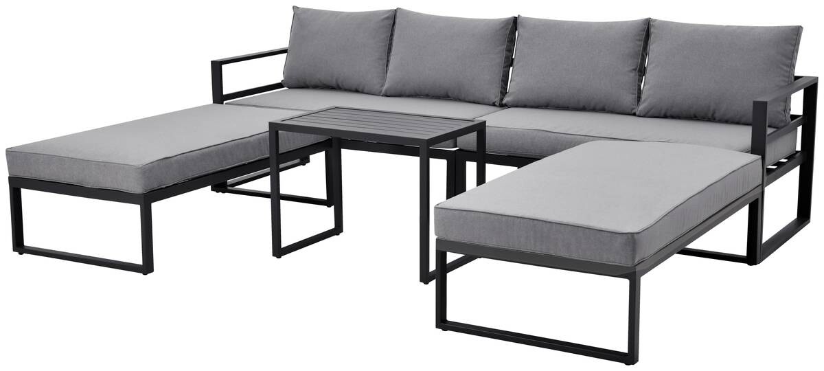 Loungeset Bilbao schwarz Stahl