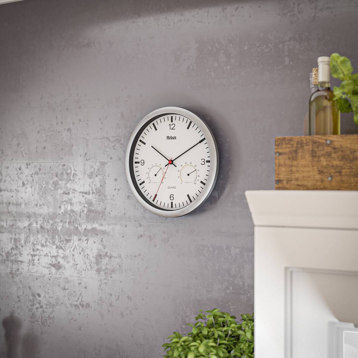 Mebus Wanduhr weiß D: ca. 25 cm