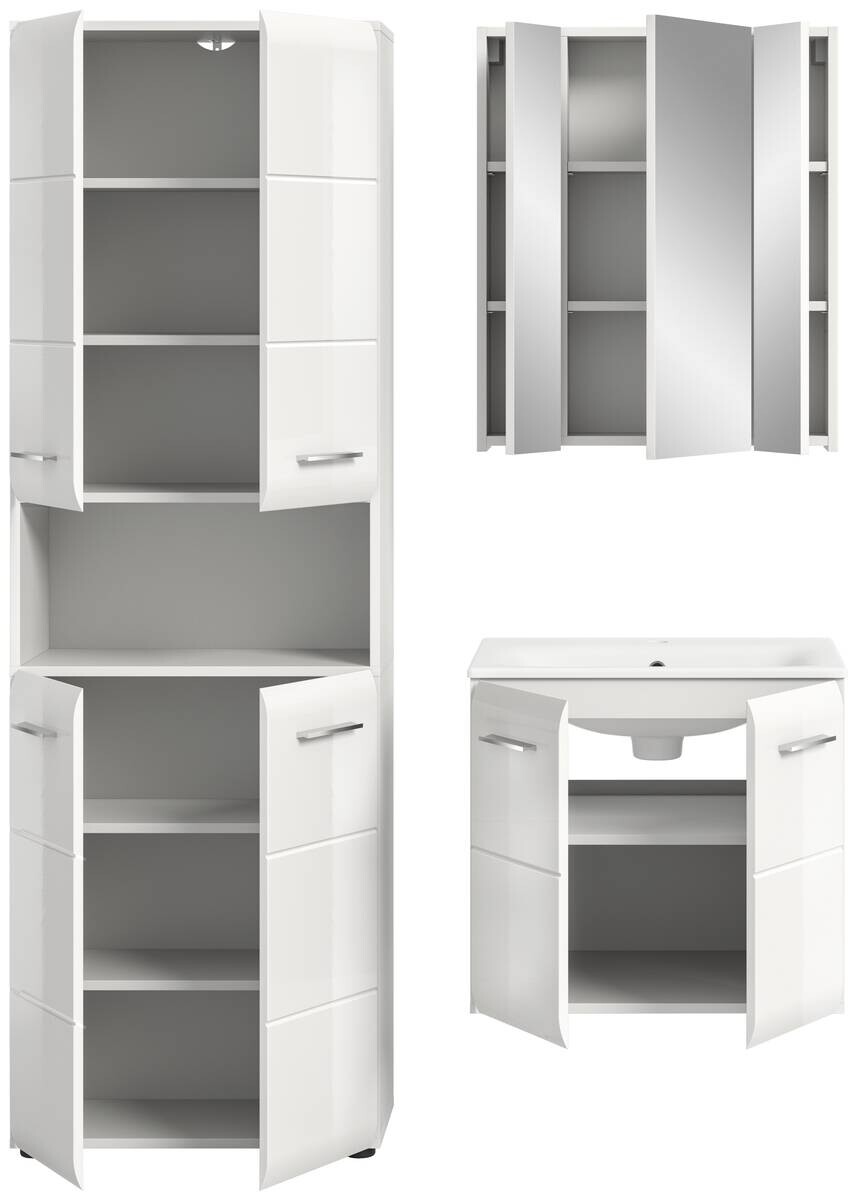 Badezimmer-Set Ice weiß weiß Hochglanz B/H/T: ca. 135x185x46 cm