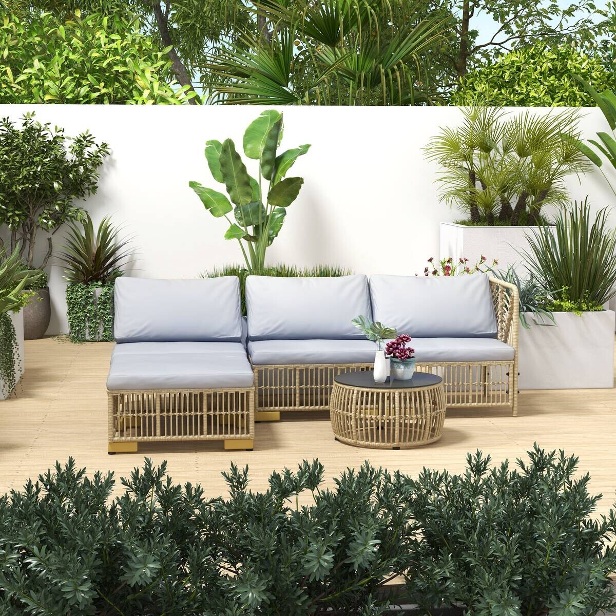 Outsunny Sitzgruppe grau Polyester B/H/L: ca. 73x73x73 cm