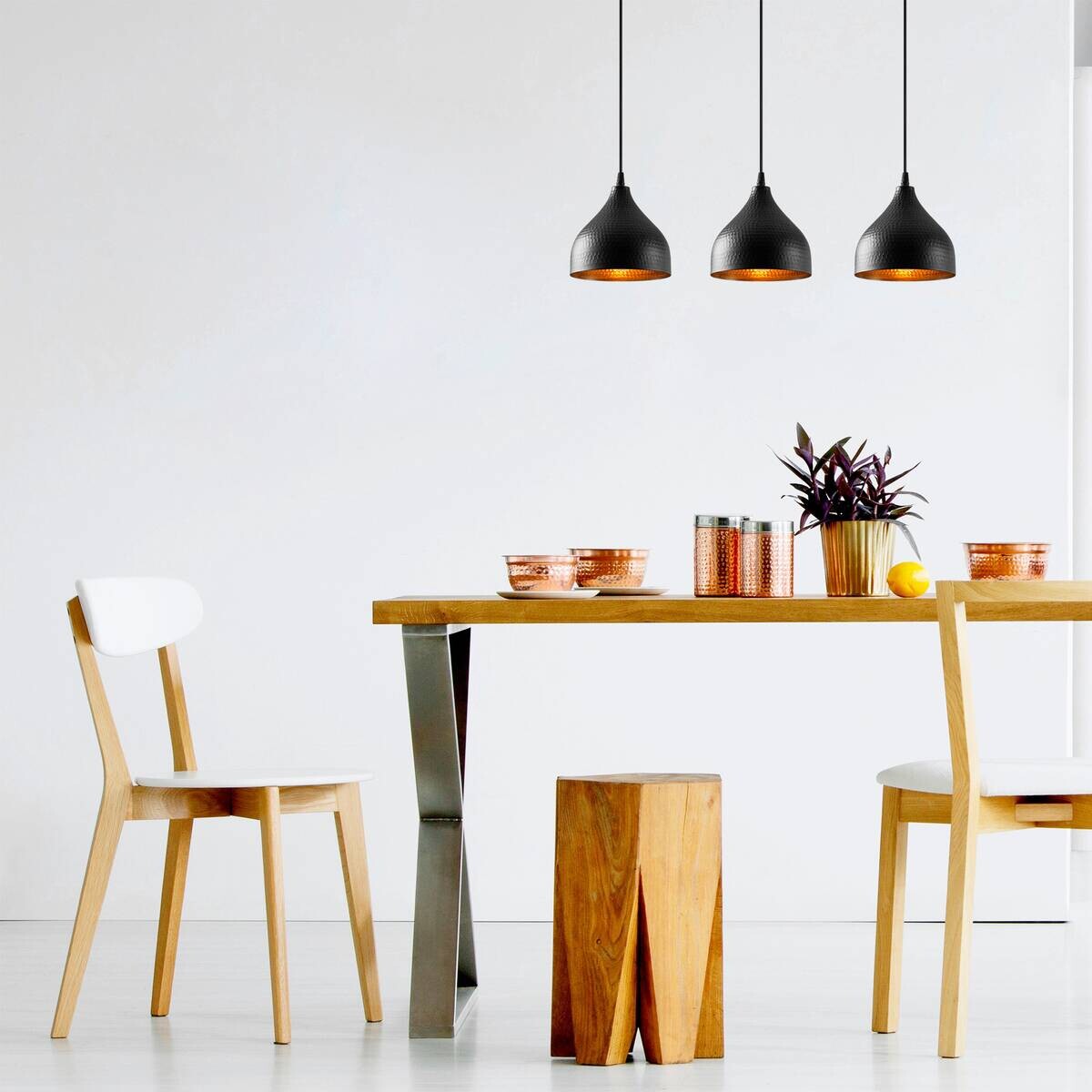 Opviq Pendelleuchte Tattoo schwarz Metall B/H/T/L/D: ca. 18x114x18x68x18 cm E27 3 Brennstellen