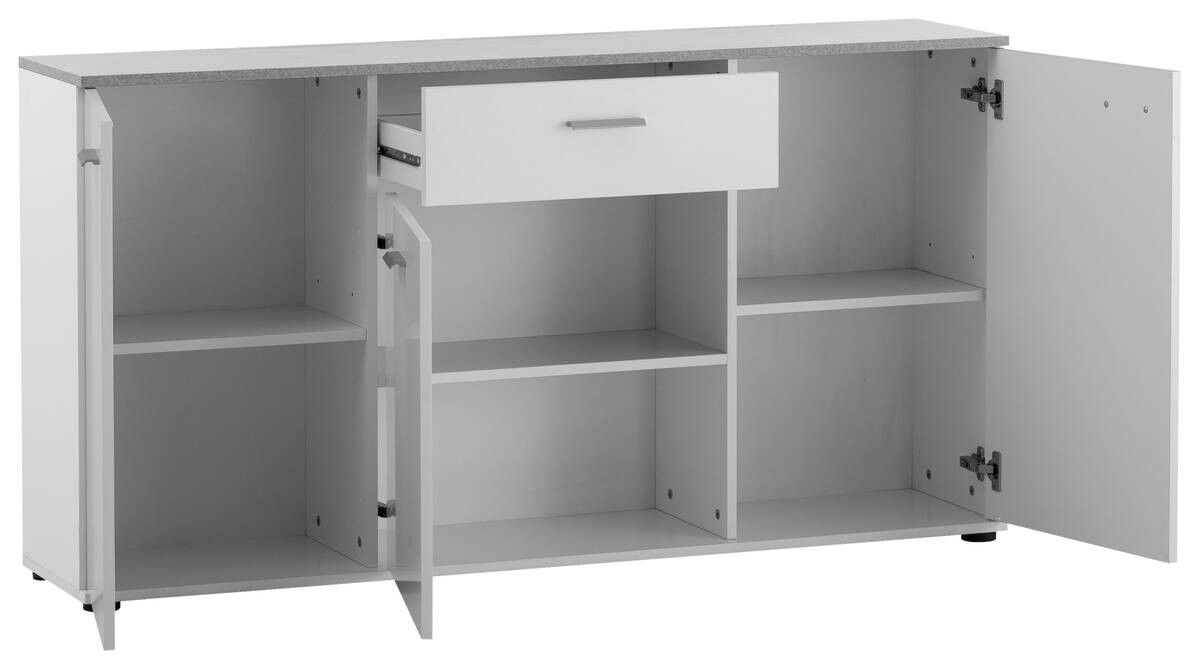Kommode Alanis weiß matt Beton Optik B/H/T: ca. 150x80x34 cm