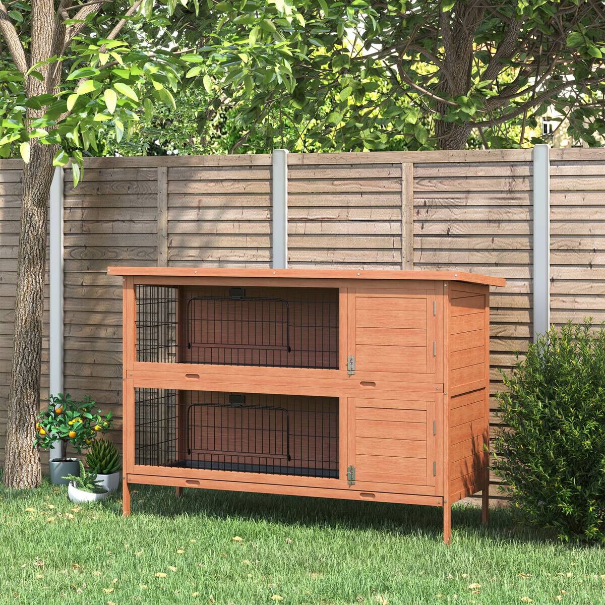PawHut Kleintierstall orange Holz B/H/L: ca. 50x93x136,4 cm
