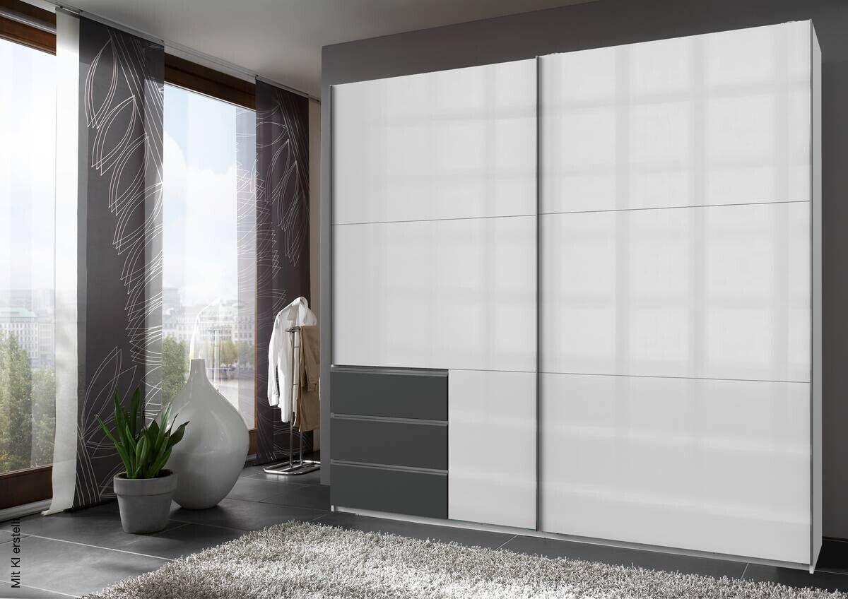 Schwebetürenschrank Level weiß B/H/T: ca. 250x236x65 cm