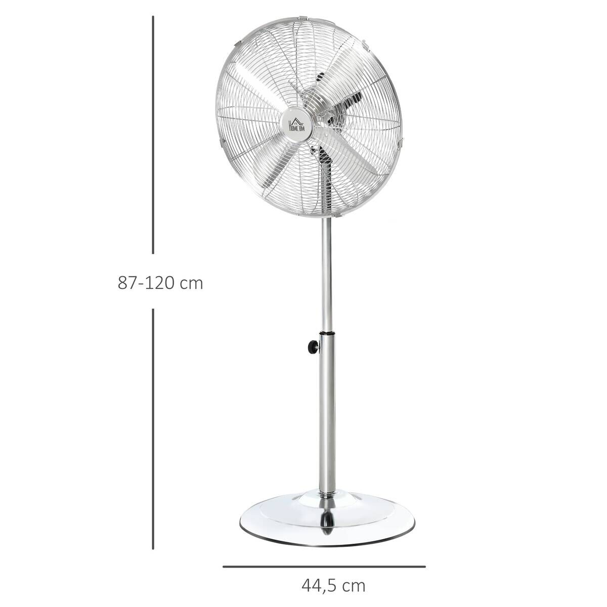 HOMCOM Ventilator silber Polypropylen Edelstahl B/H/L: ca. 44,5x44,5x87 cm