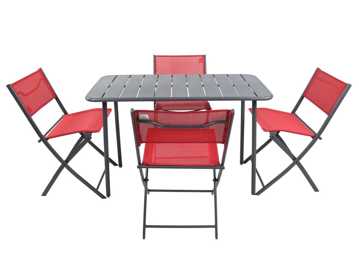 VCM Gartensitzgruppe Sumila rot Stahl B/H/L: ca. 45x79x46 cm