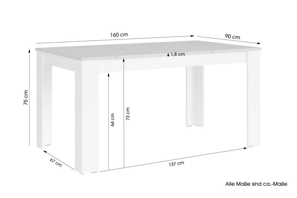 Esstisch NORI B/H/T: ca. 160x75x90 cm