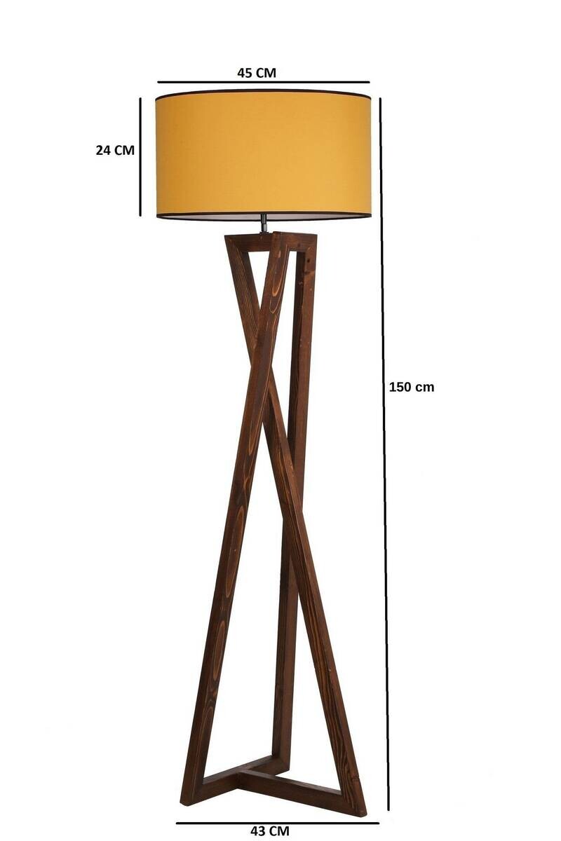 Stehleuchte senf nussbaum Stoff B/H/L/D: ca. 45x150x45x45 cm E27 1 Brennstellen