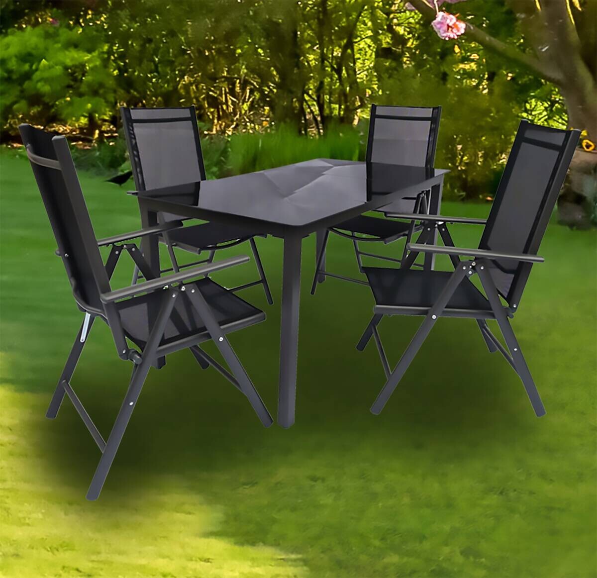 VCM Gartensitzgruppe Sonlas schwarz Glas