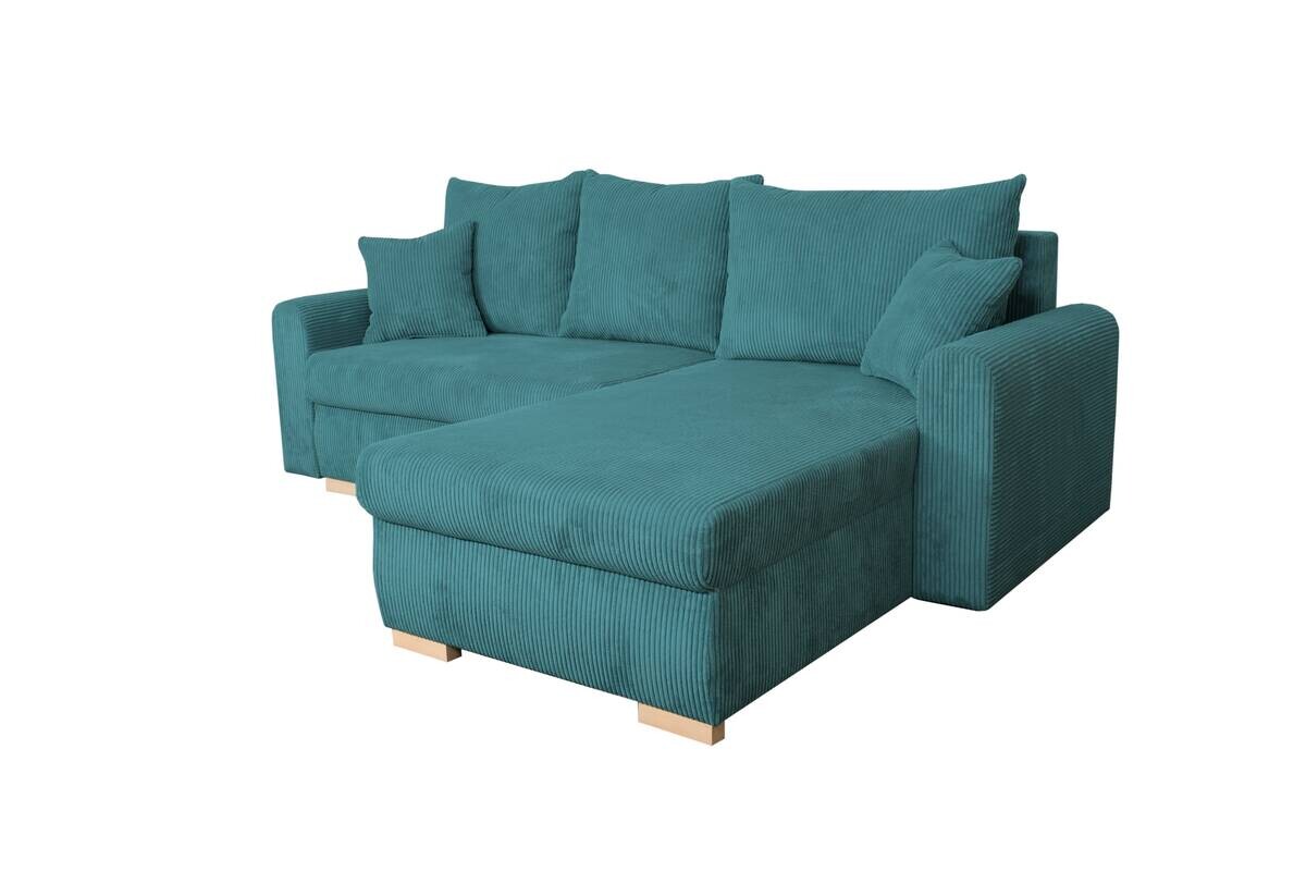 Ecksofa mit Bettfunktion und Bettkasten türkis Microfaser B/H/T: ca. 224,5x90x168 cm