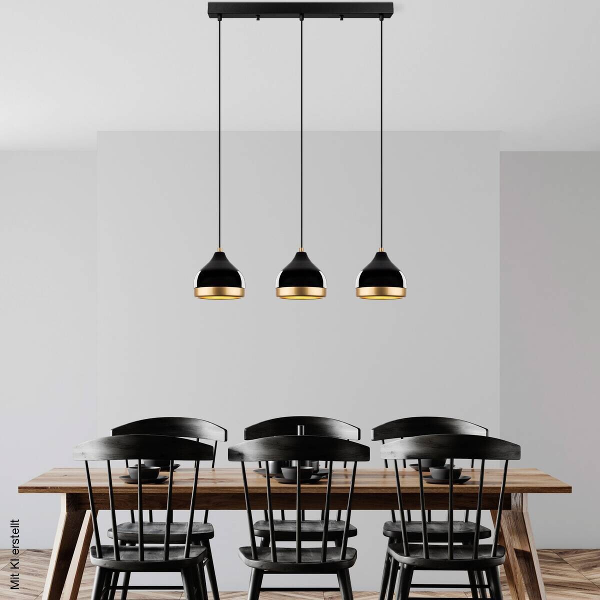 Opviq Pendelleuchte Yildo schwarz B/H/T/L: ca. 17x111x17x67 cm E27 3 Brennstellen