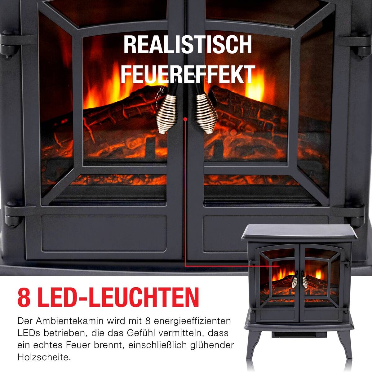 Elektrokamin schwarz B/H/L: ca. 51x59x28 cm ca. 1800 W