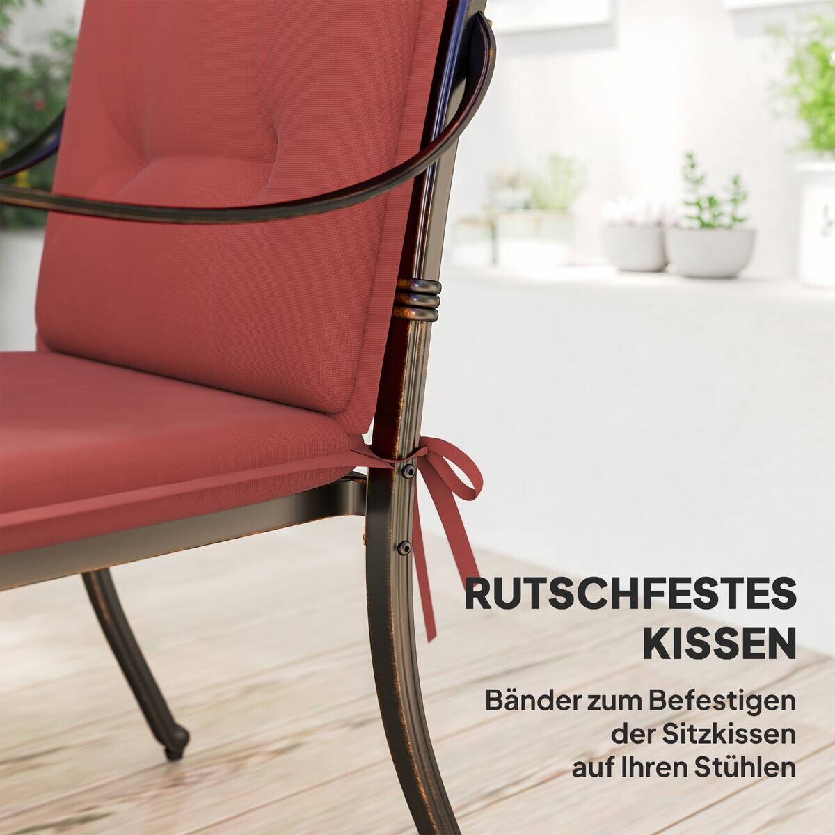 Outsunny Sitzkissen 4er Set weinrot Polyester B/H/L: ca. 50x5x108 cm