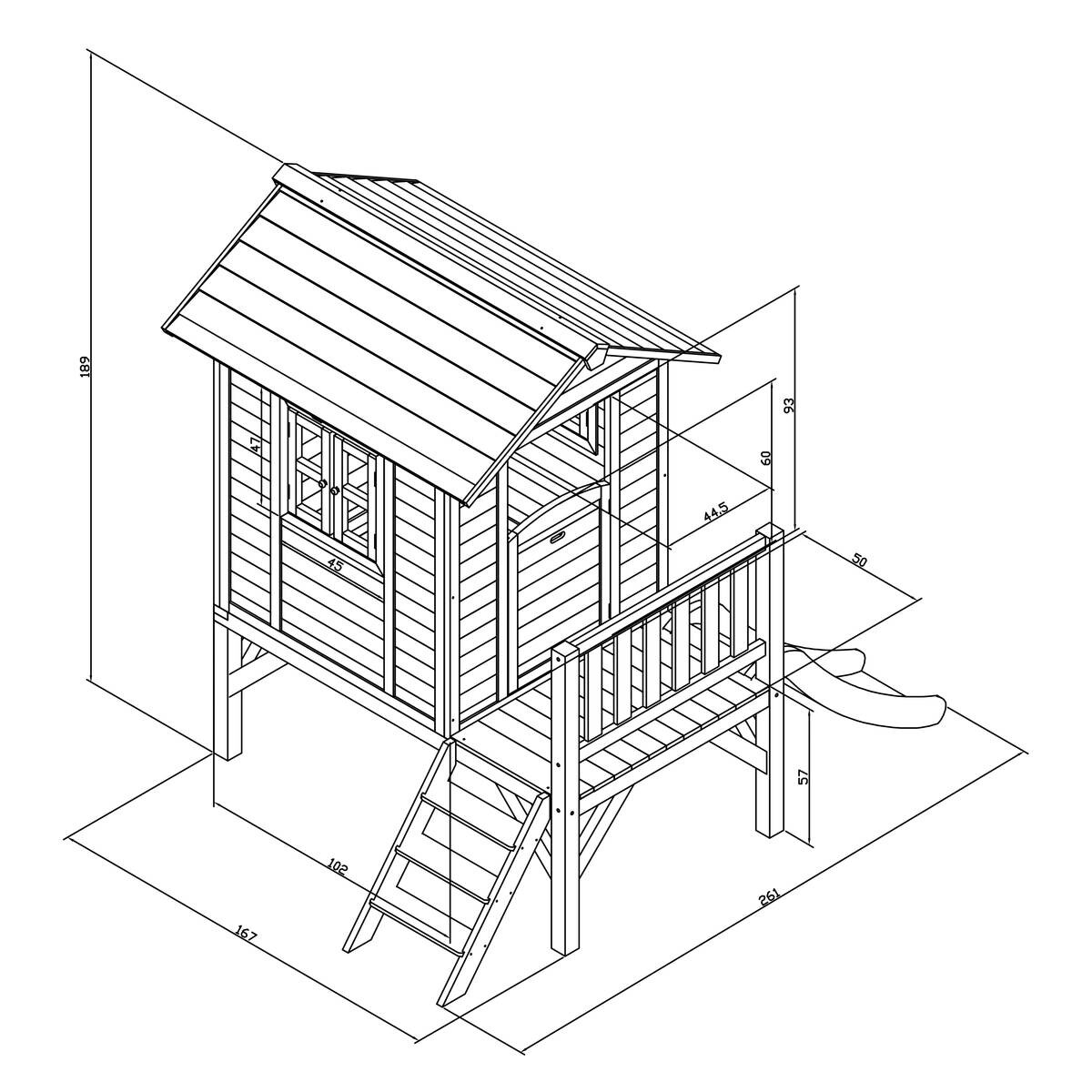 AXI Spielhaus Lodge XL blau B/H/L: ca. 240x189x167 cm