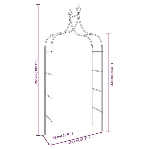 Gartenbogen 2er-Set schwarz H/T/L/D: ca. 260x38x260x38 cm