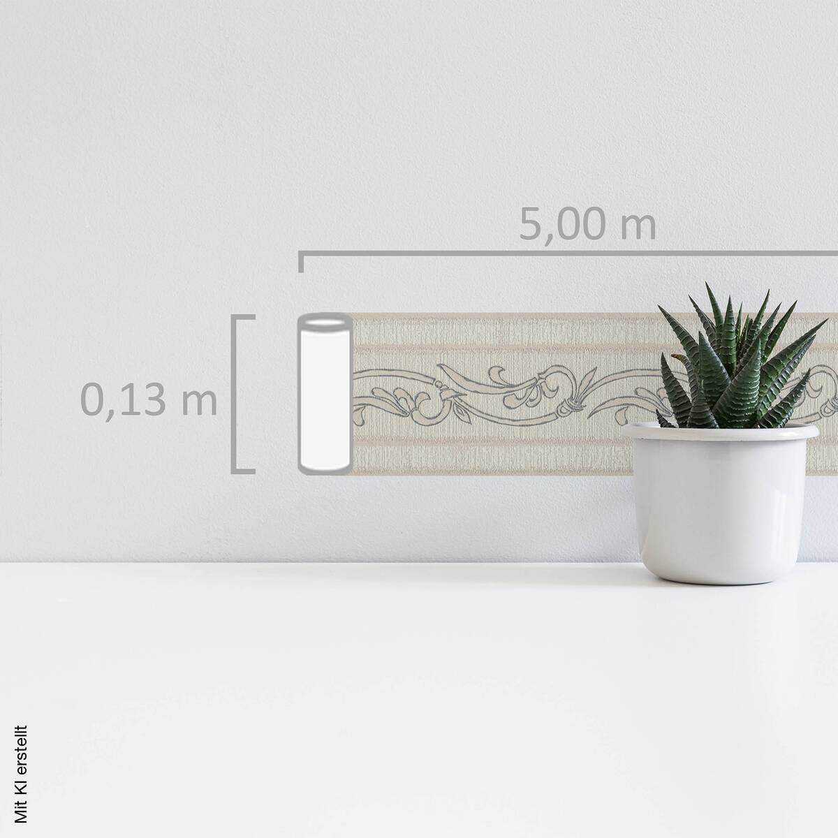 A.S.Creation Bordüre beige silber B/H/D: ca. 13x500x8 cm