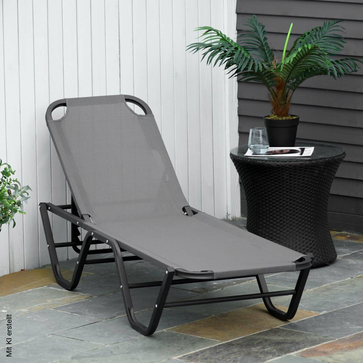 Outsunny Sonnenliege schwarz Aluminium B/H/L: ca. 59x91x163 cm