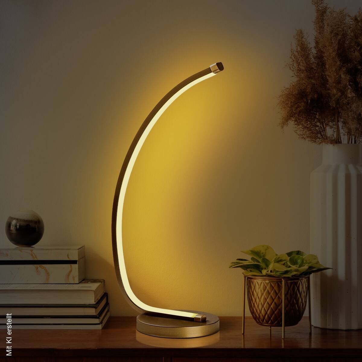 Opviq LED-Tischleuchte gold B/H/T: ca. 18x43x13 cm