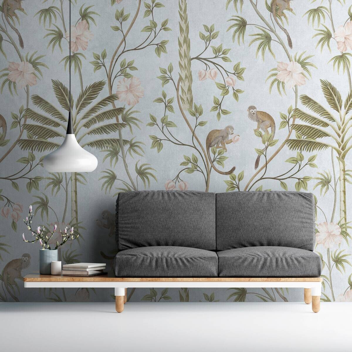 Livingwalls Fototapete Dschungel grün türkis grau B/L: ca. 280x159 cm