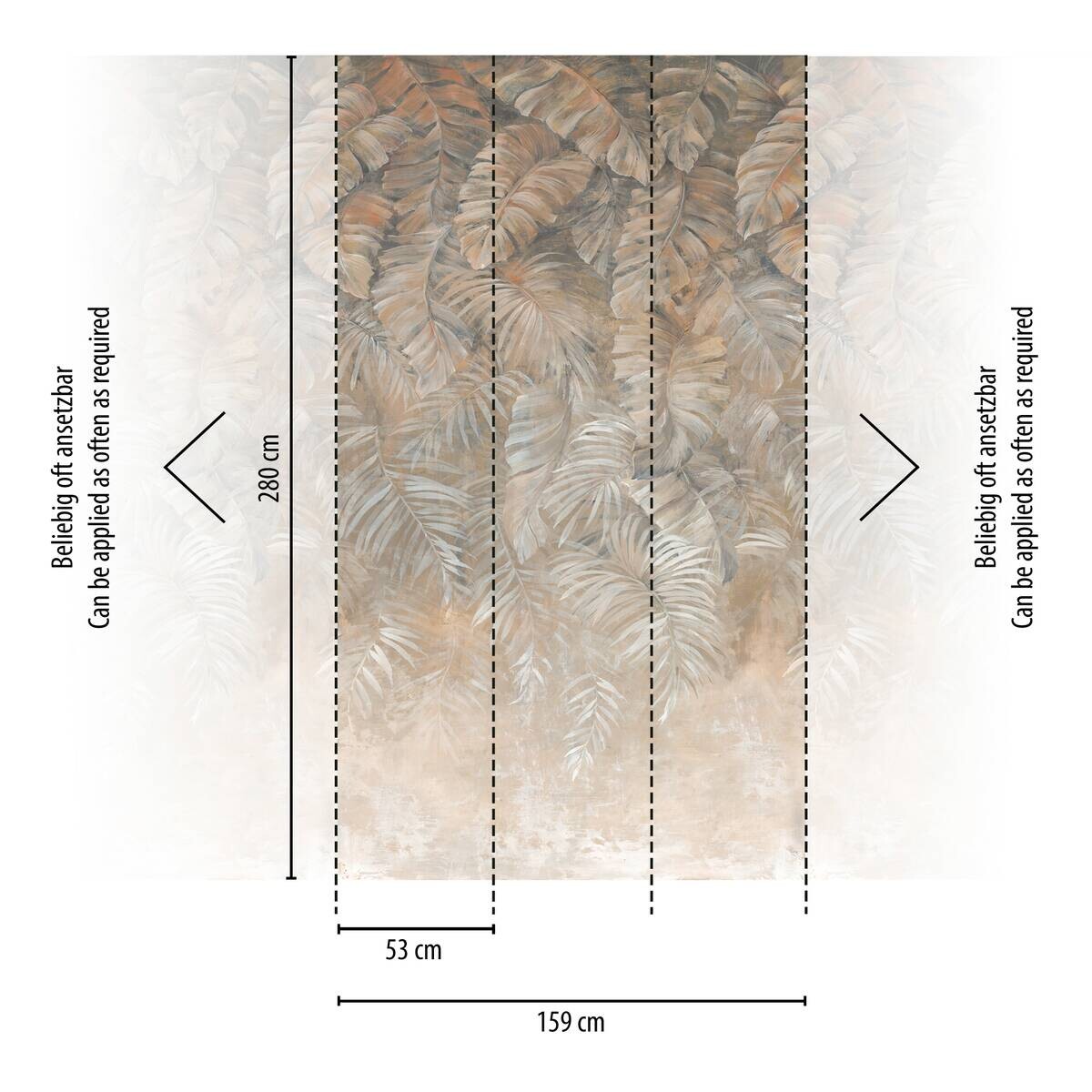 Livingwalls Fototapete Blätter braun beige creme B/L: ca. 280x159 cm