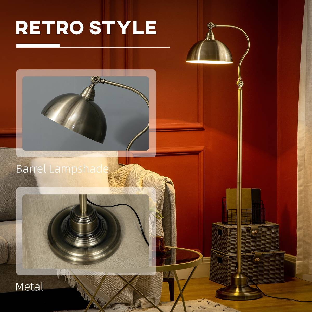 HOMCOM Stehleuchte bronze Metall B/H/T: ca. 25,5x152x42 cm