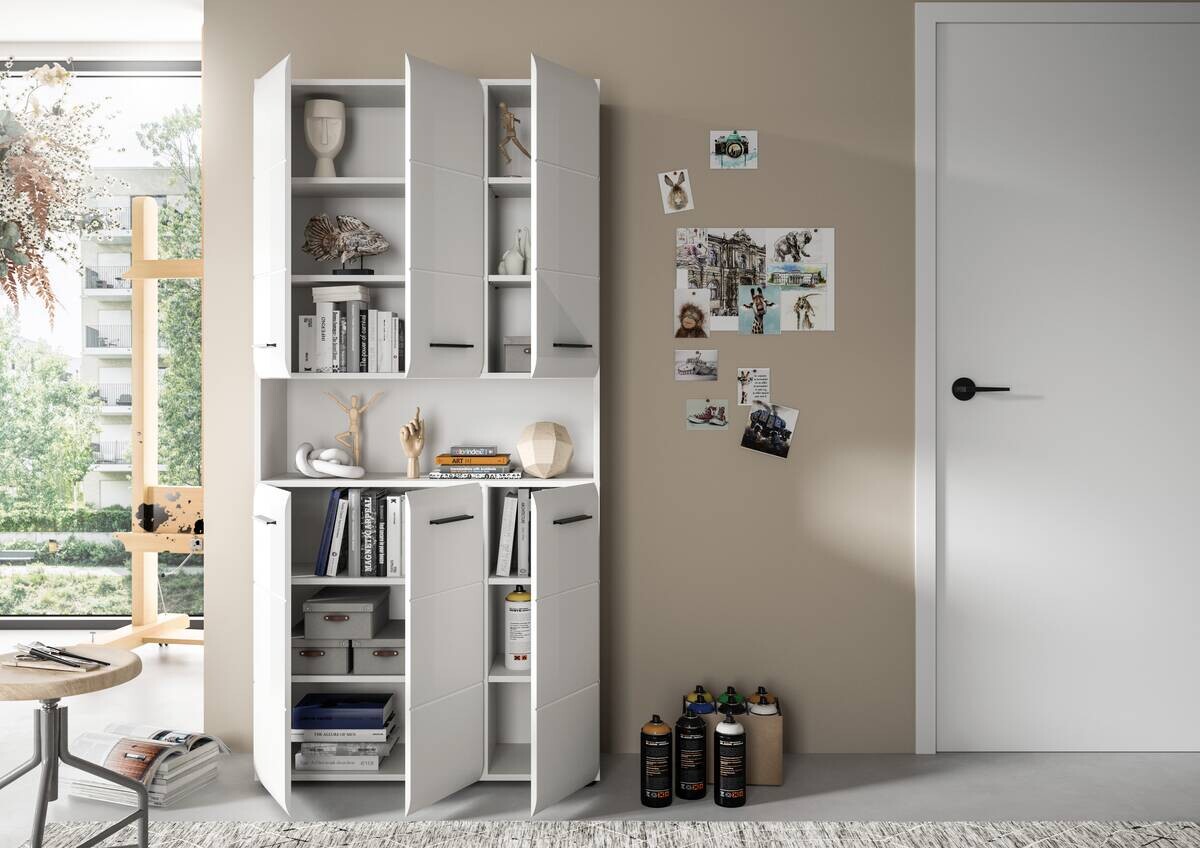 Mehrzweckschrank Ice weiß weiß Hochglanz B/H/T: ca. 90x185x30 cm