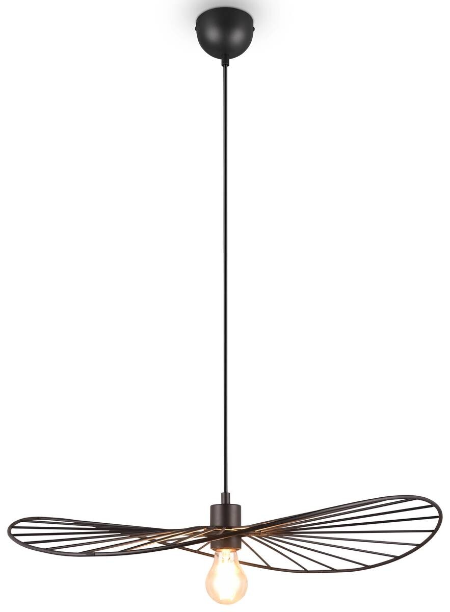 Reality Pendelleuchte R31451032 Chapeau schwarz Metall H/D: ca. 150x60 cm E27 1 Brennstellen