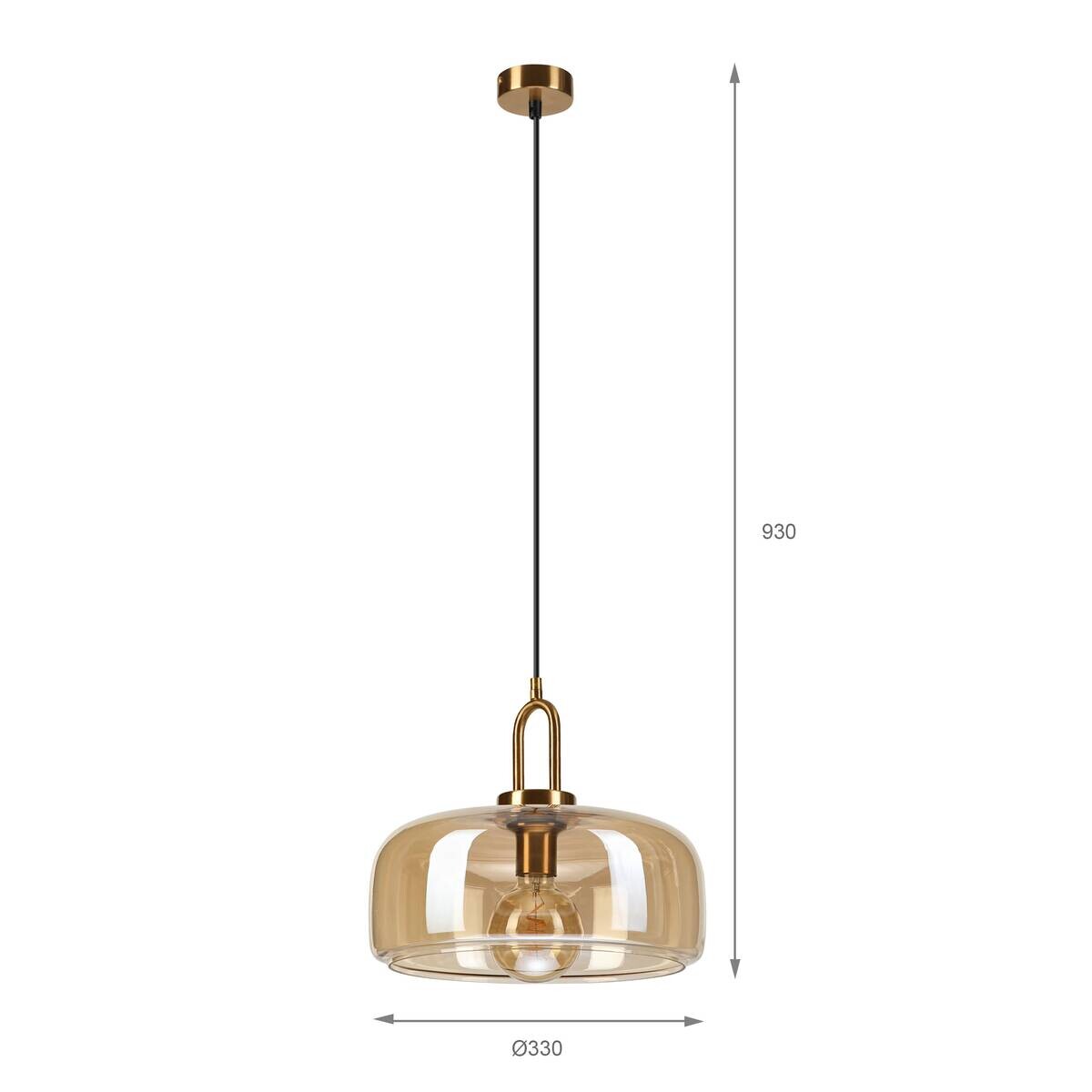 Lamkur Pendelleuchte gold Glas B/H/L: ca. 33x91x33 cm E27 1 Brennstellen