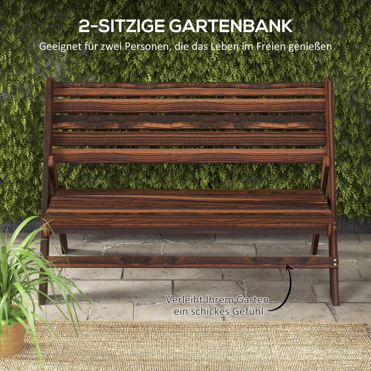 Outsunny Gartenbank grau Edelstahl B/H/L: ca. 63x122x83 cm