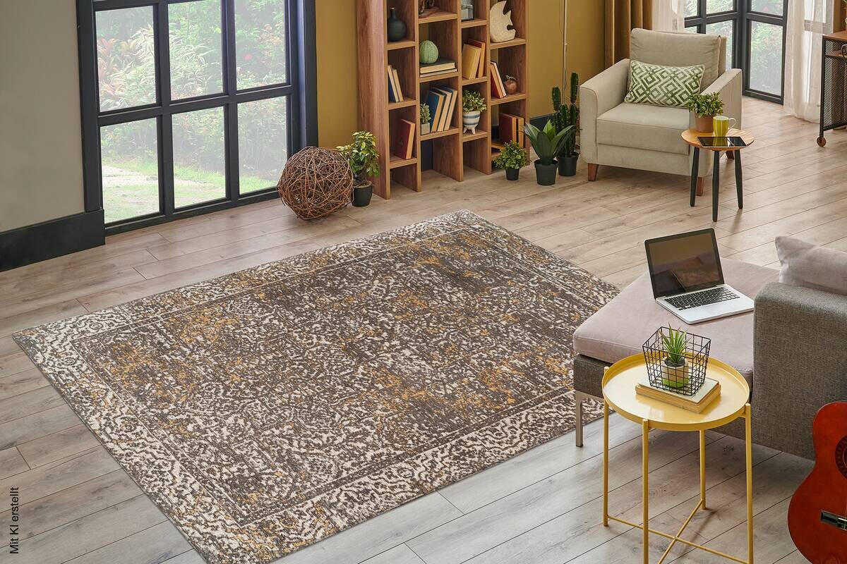Kayoom Flachflorteppich Davis 225 beige B/H/L: ca. 120x1,2x170 cm