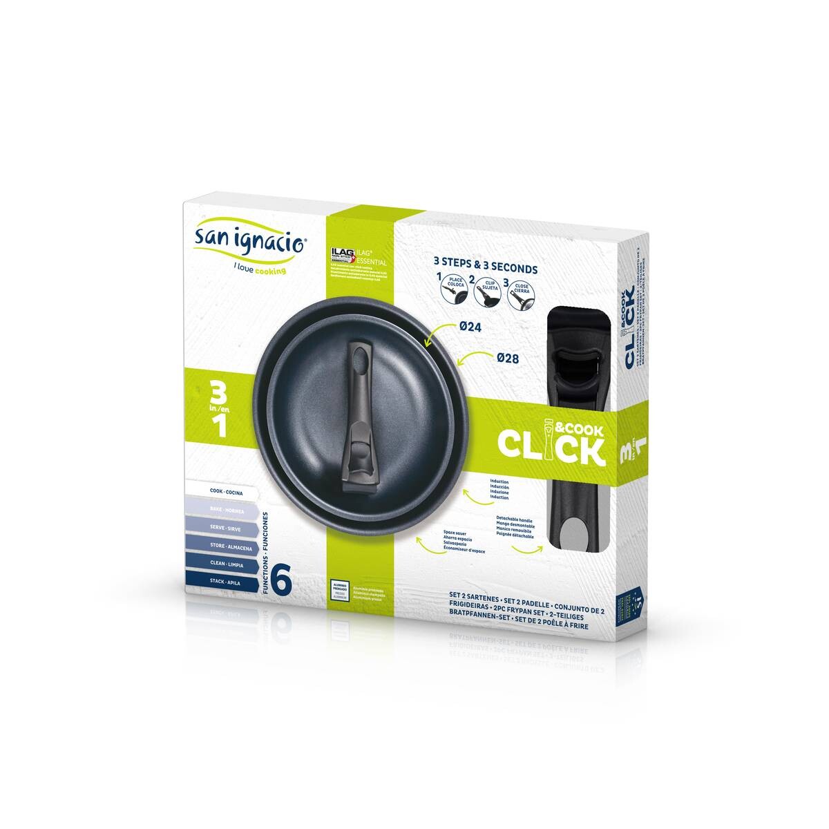 SAN IGNACIO Pfannenset Click & cook schwarz Aluminium 2 tlg.