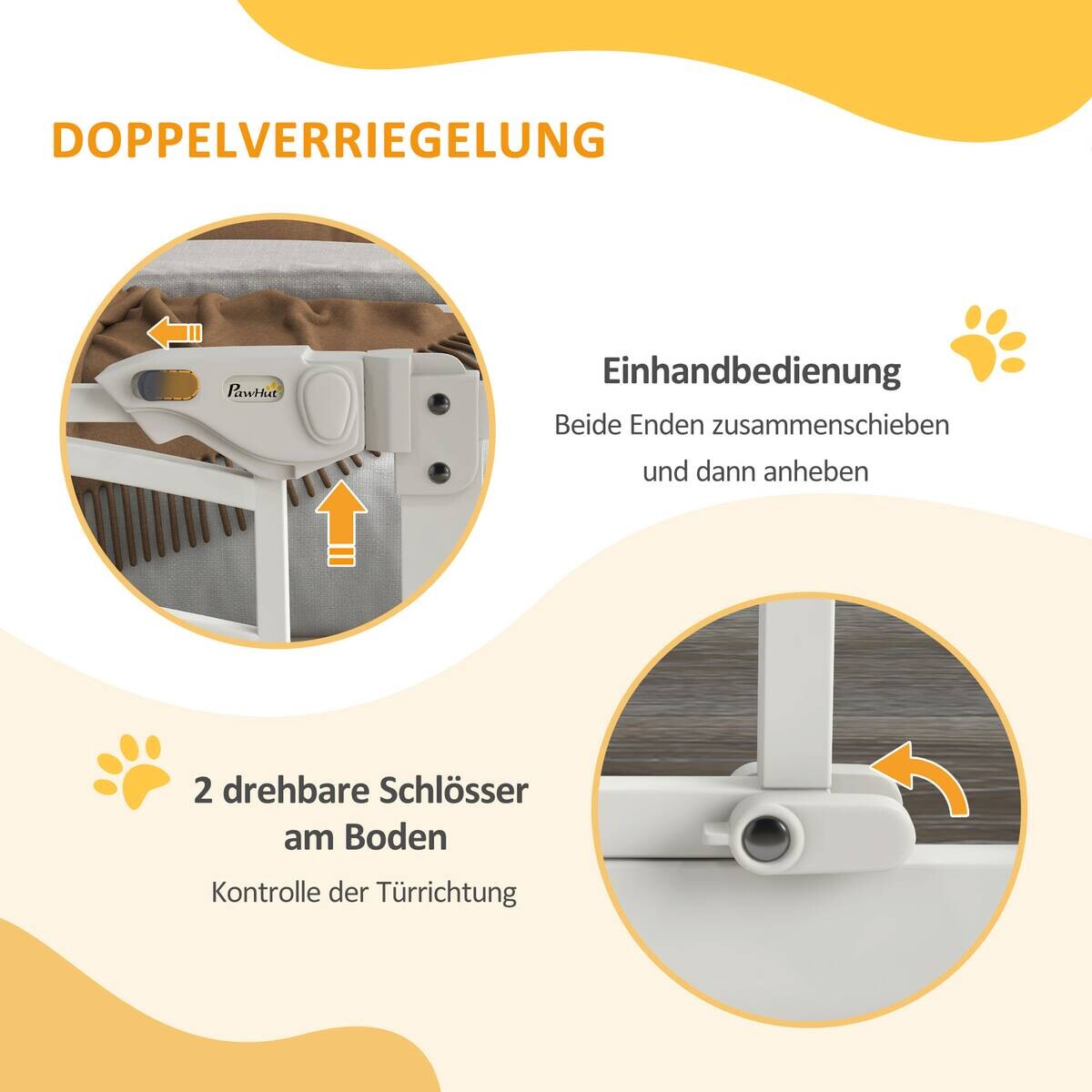 PawHut Türschutzgitter weiß Stahl B/H/L: ca. 4x76x100 cm