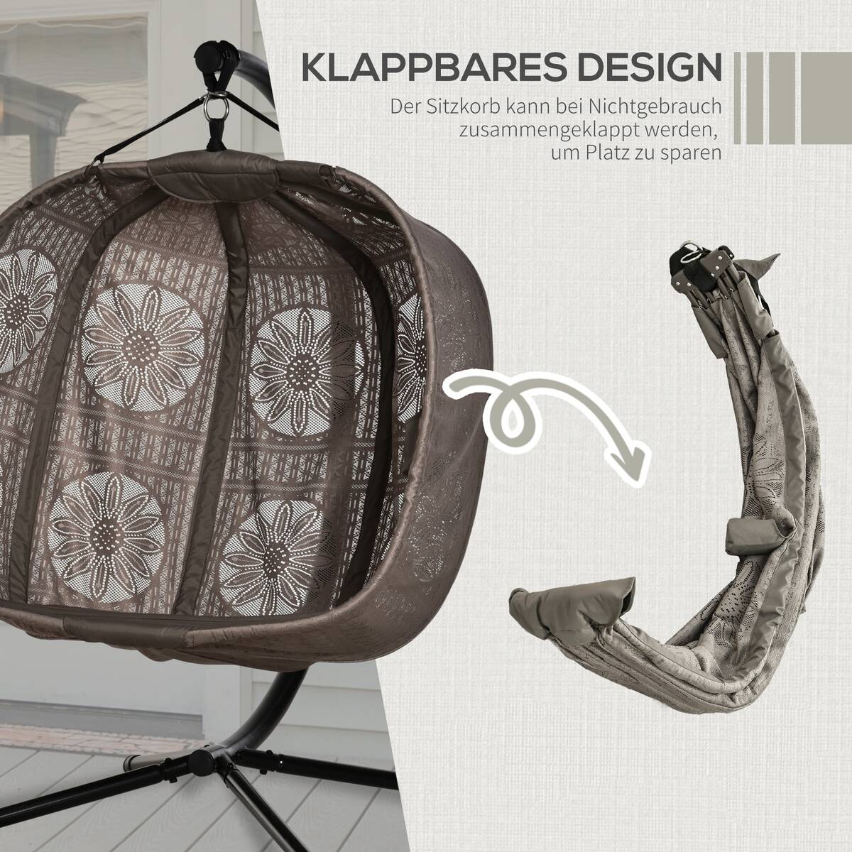 Outsunny Hängesessel mit zwei Sitzplätzen schwarz Polyester B/H/L: ca. 126x172x132 cm