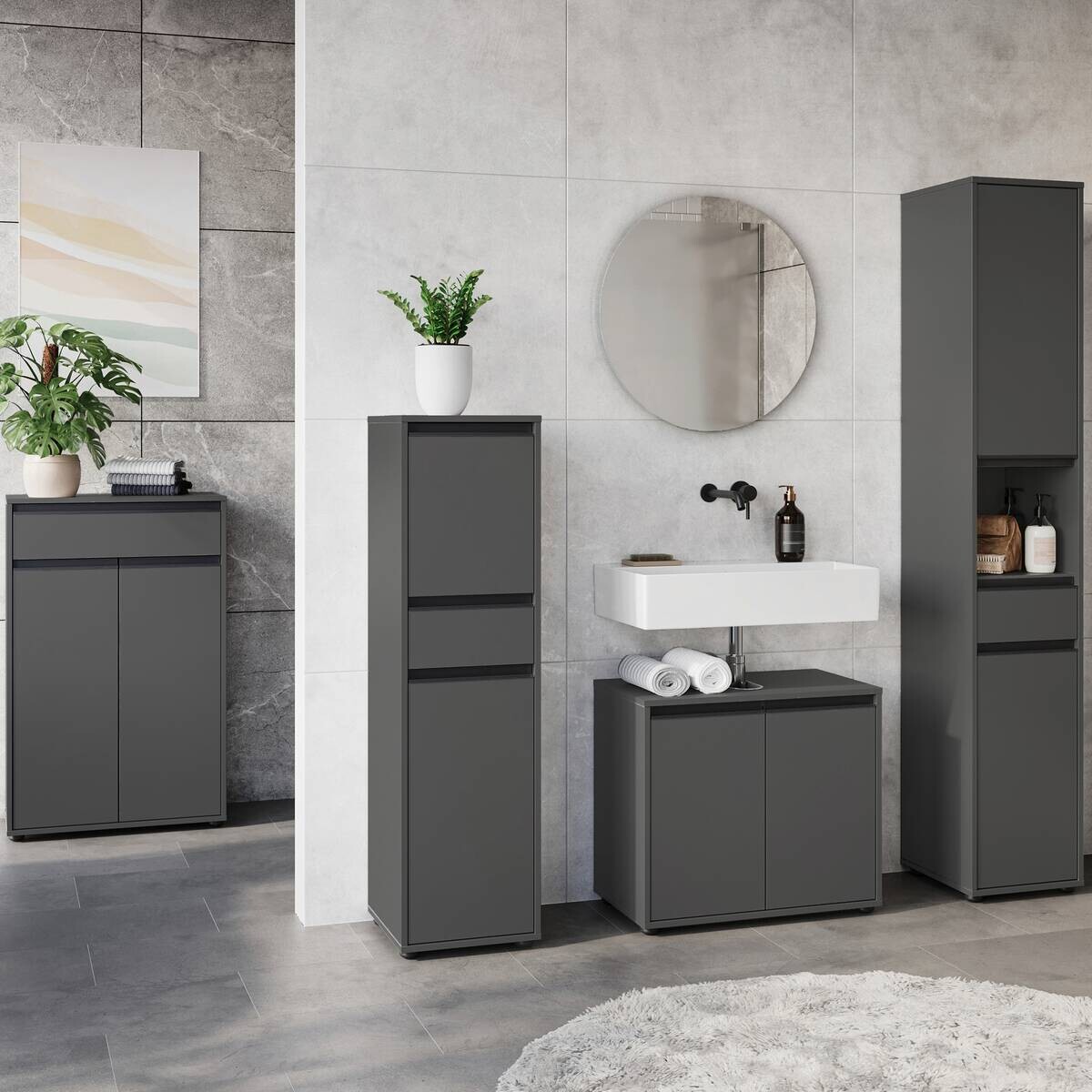 Badezimmer-Set 9933-547 Graphit B/H/T: ca. 249x190x34 cm