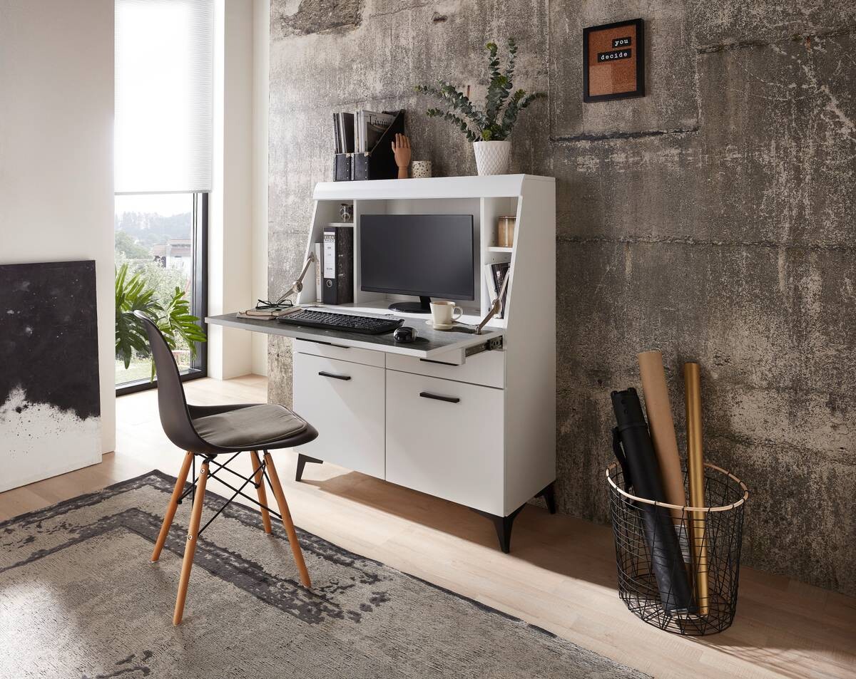 Sekretär Secret weiß matt B/H/T: ca. 98x124x42 cm