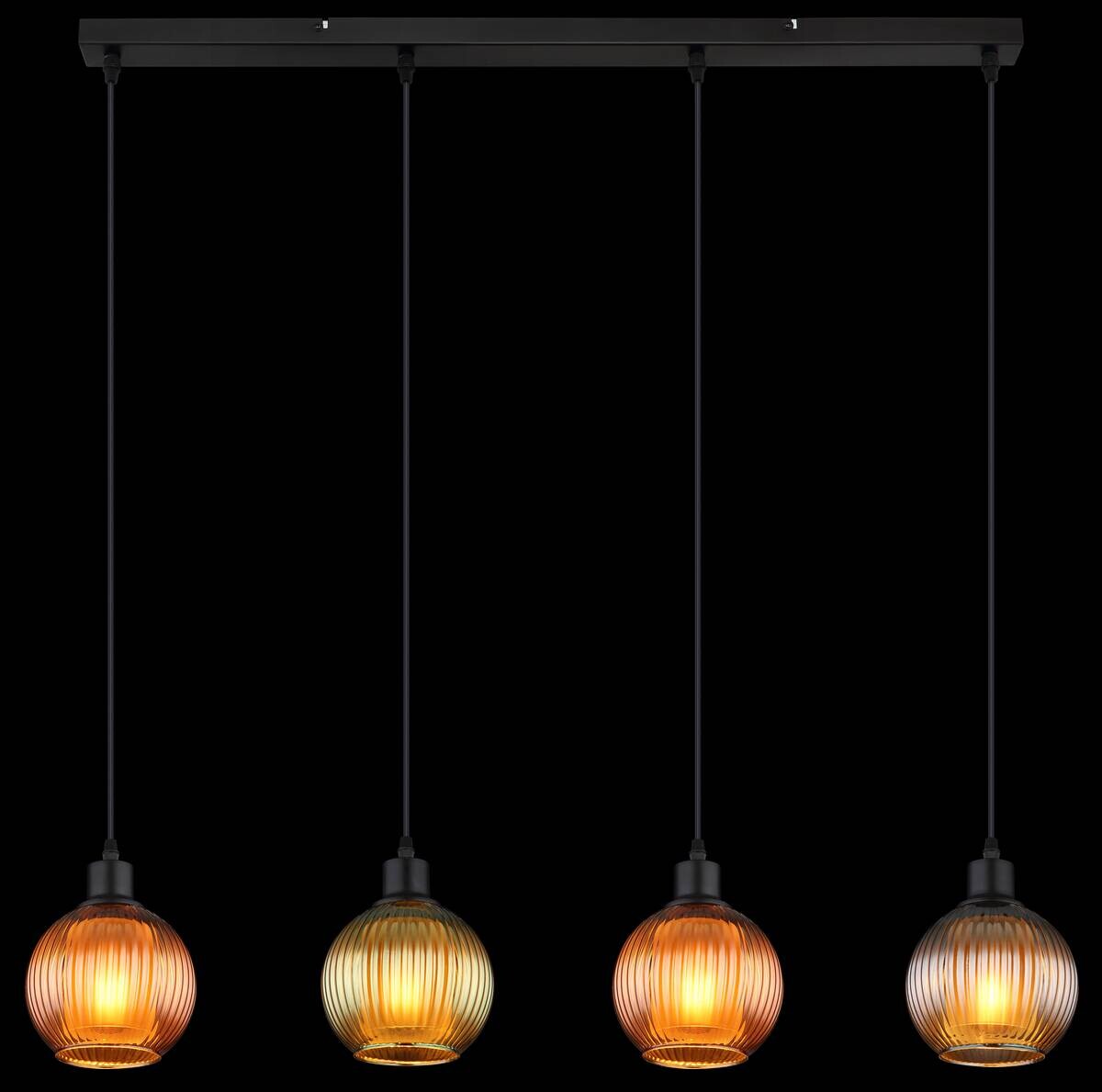 GLOBO Pendelleuchte Zumba Metall Glas B/H/L: ca. 15x120x90 cm E27 4 Brennstellen