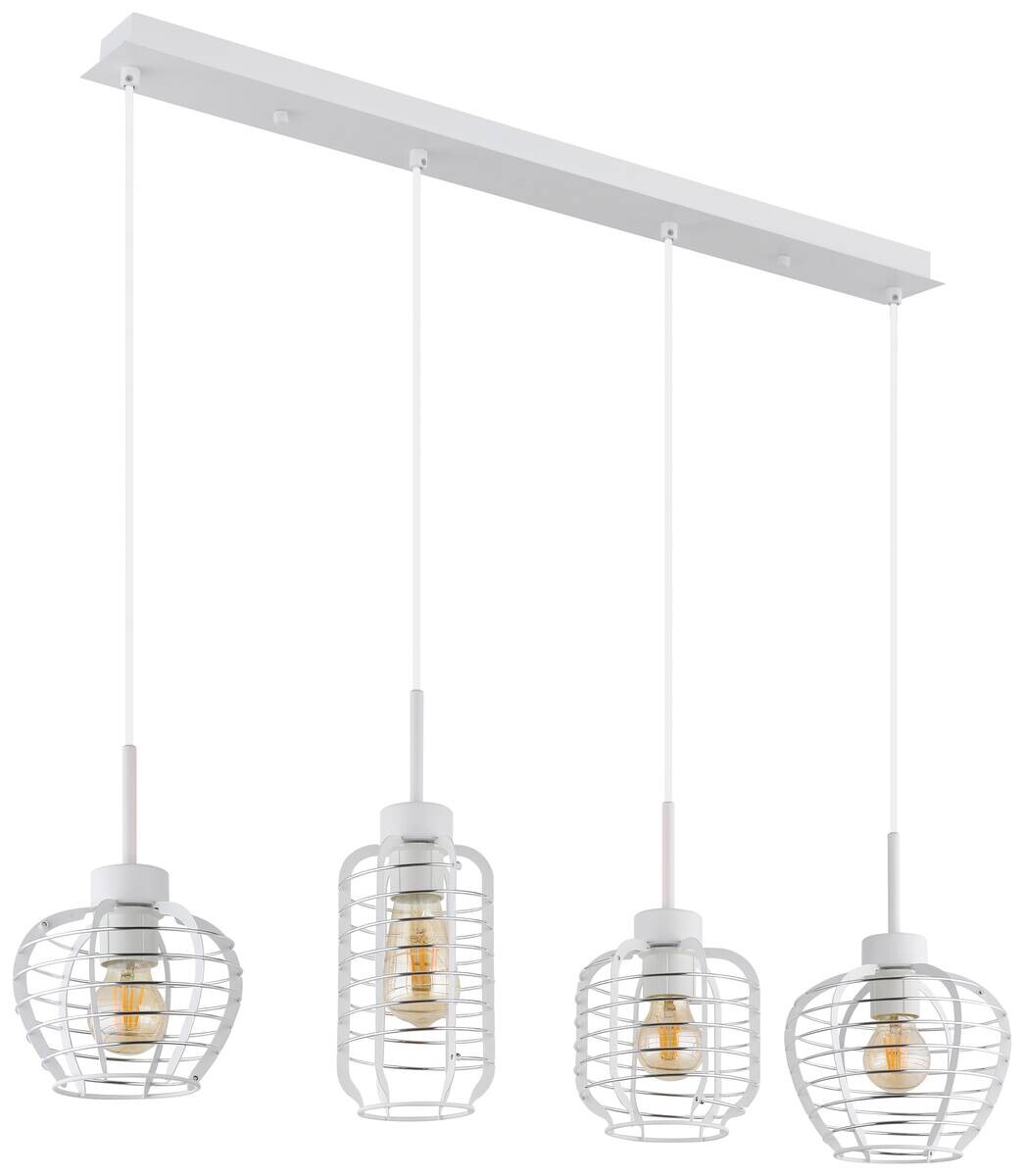 GLOBO Hängeleuchte weiß Chrom Aluminium Metall B/H/L: ca. 37x25,5x86 cm E27 4 Brennstellen
