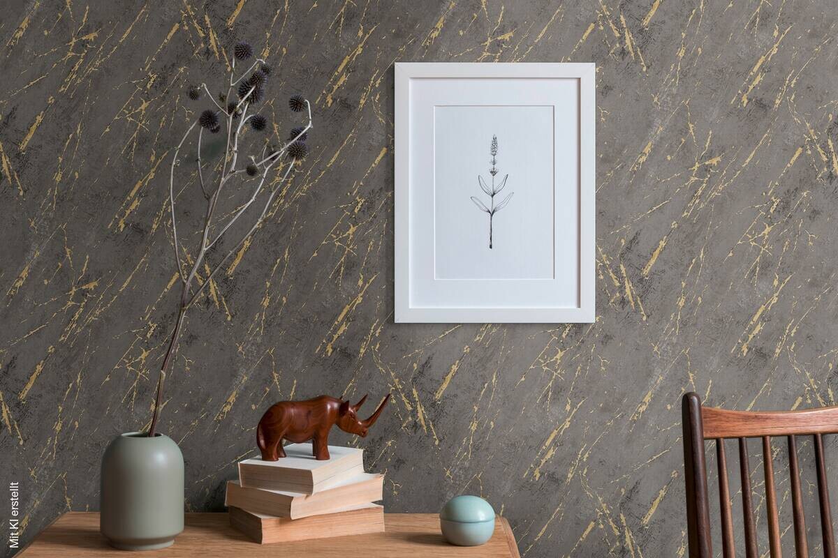 A.S.Creation Vliestapete schwarz anthrazit gold B/H/D: ca. 53x1005x8,2 cm