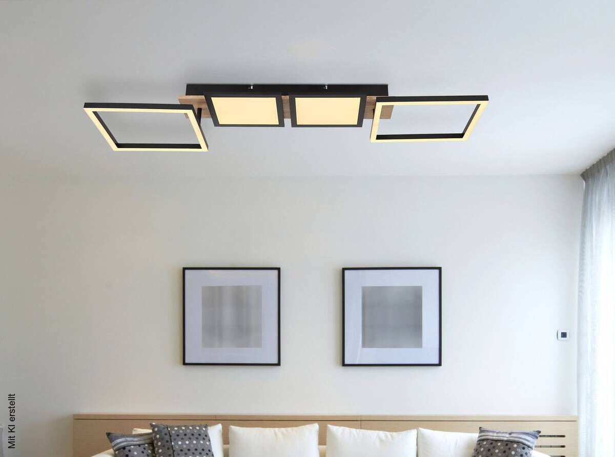 GLOBO LED-Deckenleuchte schwarz Opal dunkelbraun Kunststoff MDF Metall B/H/T: ca. 27x11x100 cm