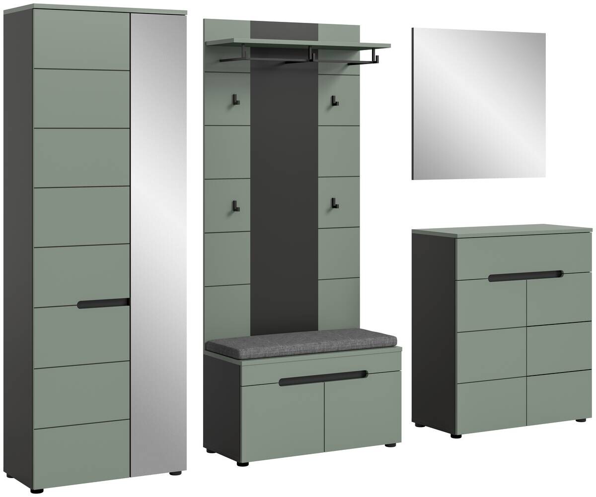 Garderobe Canu grün basaltgrau Nachbildung B/H/T: ca. 255x190x37 cm