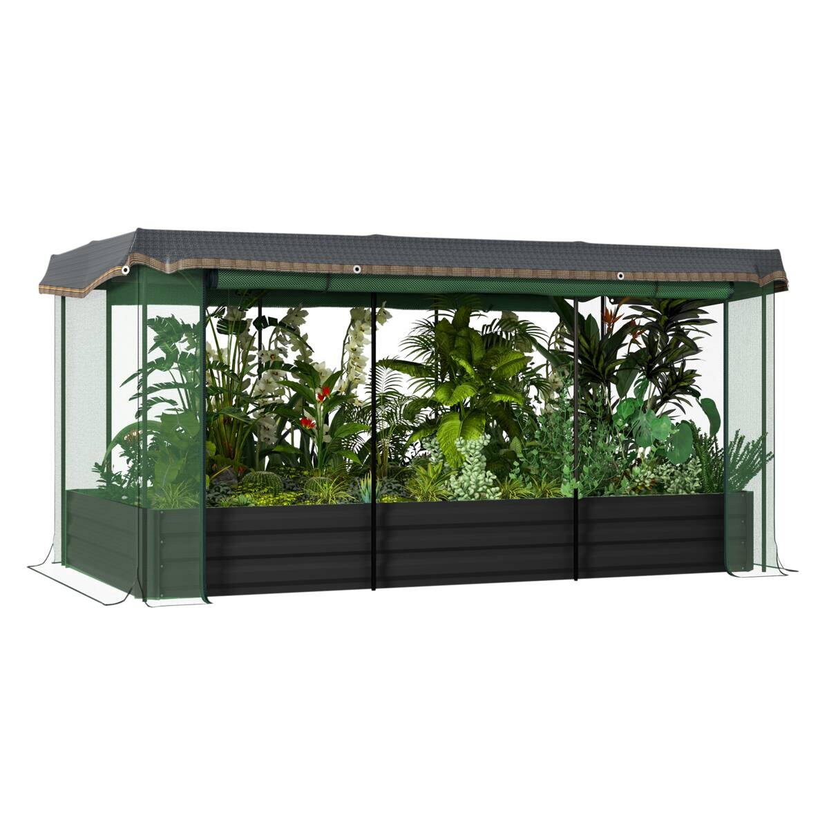 Outsunny Hochbeet dunkelgrau Edelstahl B/H/L: ca. 110x230x110 cm