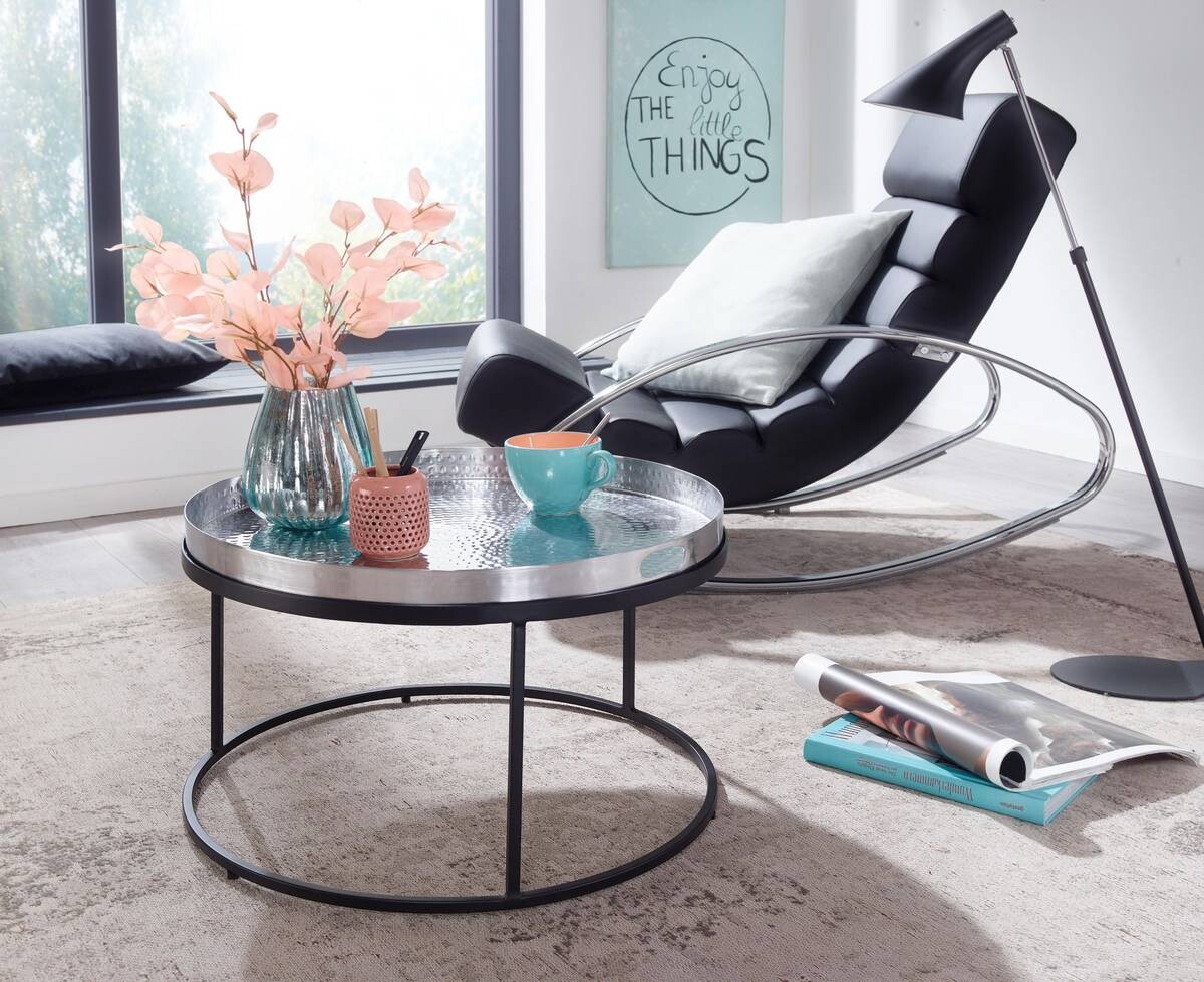 Wohnling Couchtisch silber B/H/T: ca. 62x36x62 cm