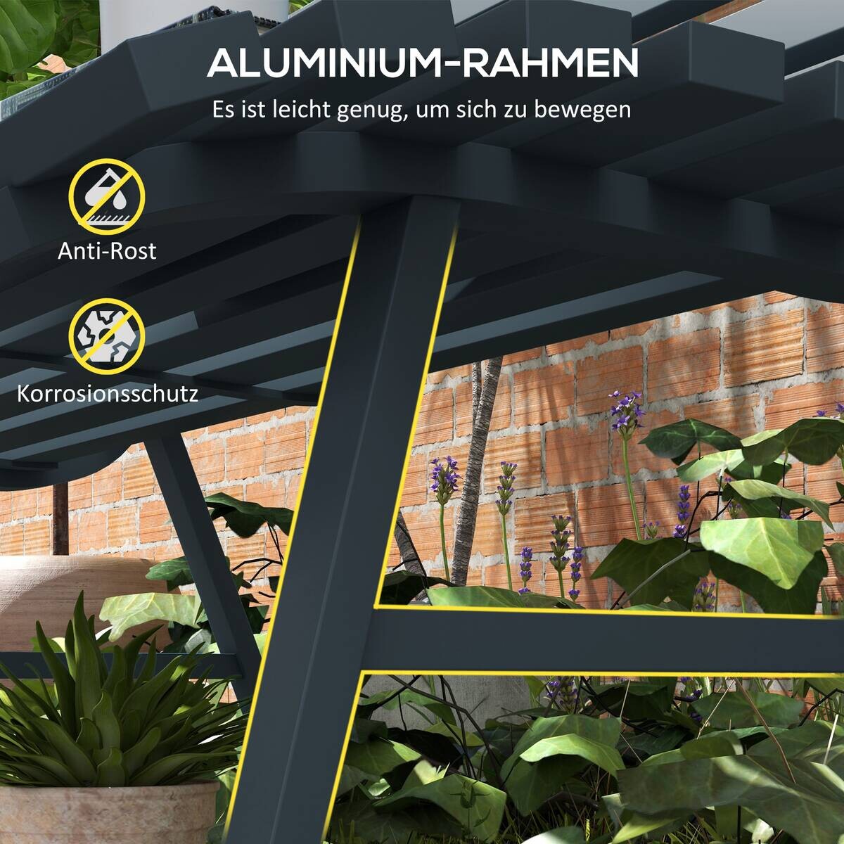 Outsunny Gartenbank blau Aluminium B/H/L: ca. 67x79x123 cm