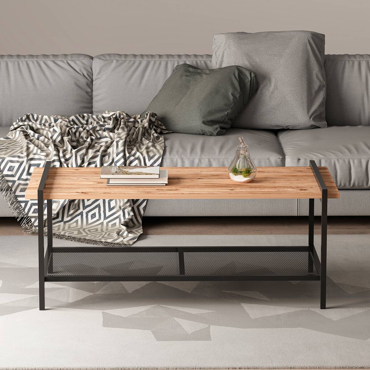 Couchtisch Lara walnuss Nachbildung schwarz B/H/T: ca. 120x45x60 cm